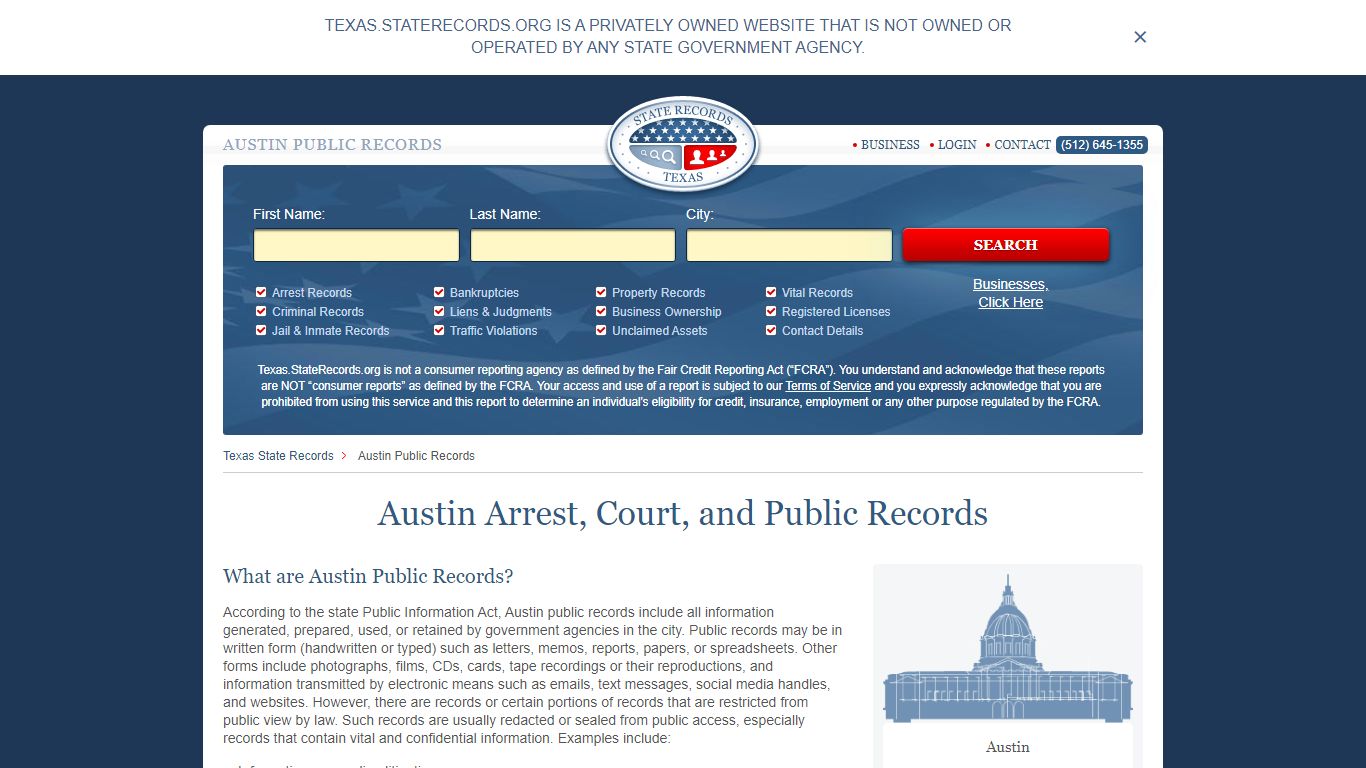 Austin Arrest and Public Records | Texas.StateRecords.org